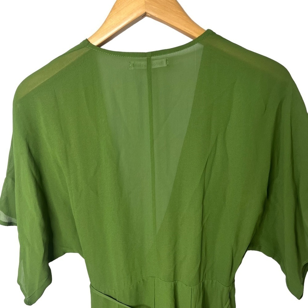 Reformation Karen Wrap Dress Moss Size Small Leg Slit Milkmaid Dress - Picture 8 of 11